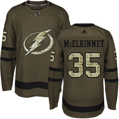 Adidas Tampa Bay Lightning #35 Curtis McElhinney Green Salute to Service Youth Stitched NHL Jersey->youth nhl jersey->Youth Jersey